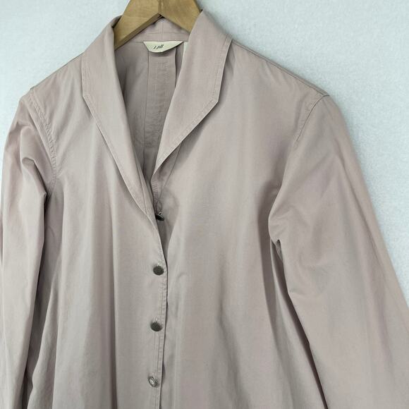 J.JILL Top ST Tall Tunic Button Front Shirt Cotton Woven Crochet Purple HK VTG - Picture 4 of 13